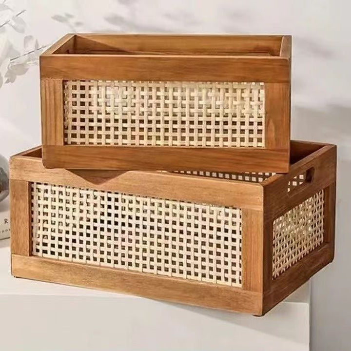 High-quality storage basket with rattan details Kalsten