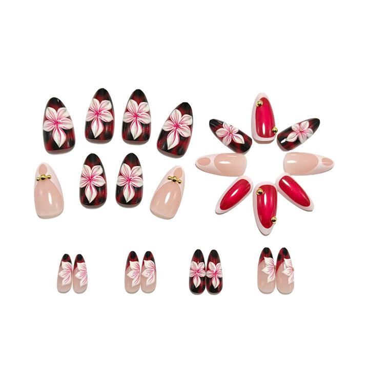 Artificial nails with floral 3D designs and elegant accents Kalsten
