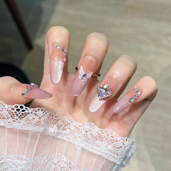 Elegant Crystal-Embellished Press-On Nails Kalsten