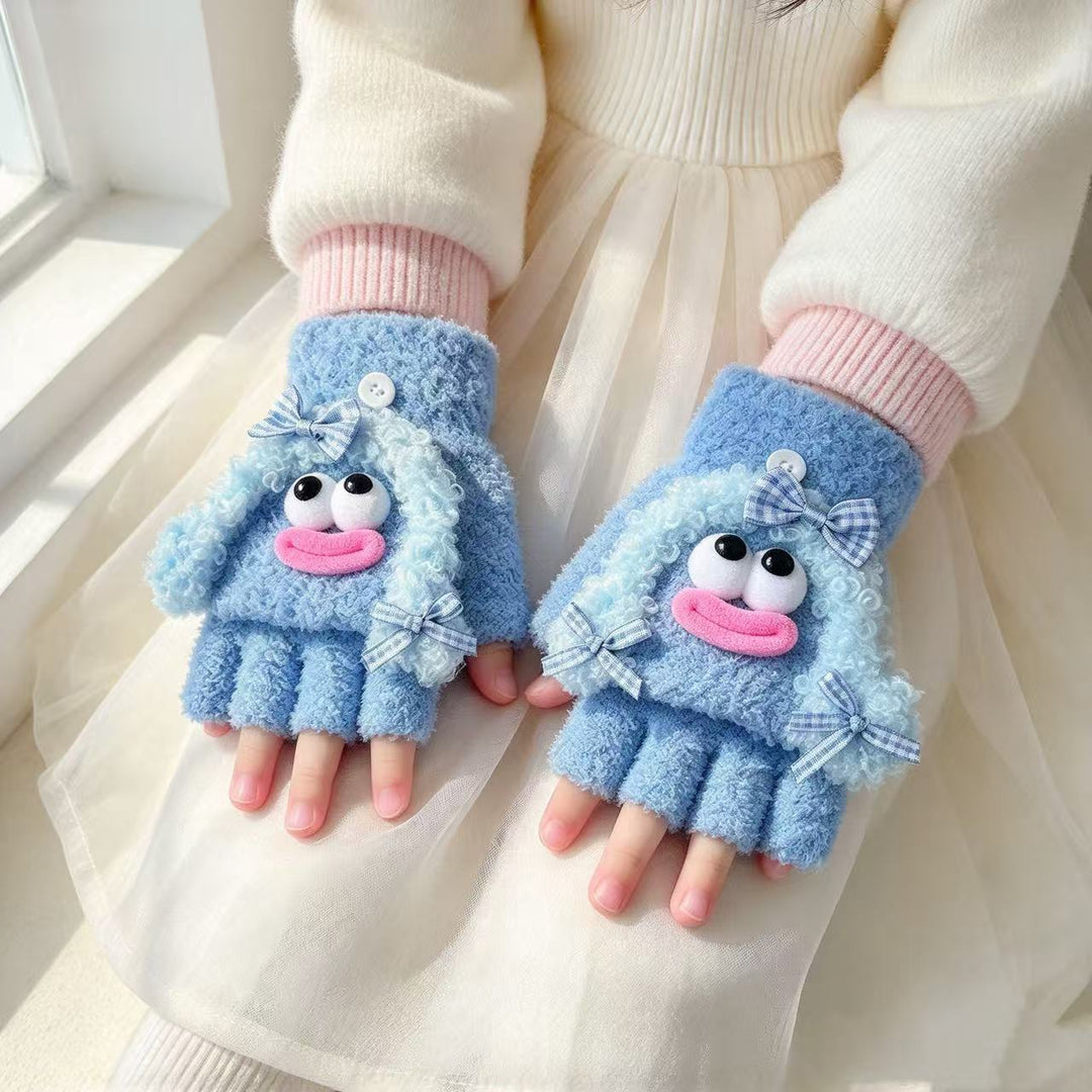 Cute Plush Character Fingerless Gloves Kalsten