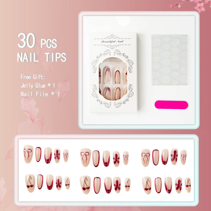 Artificial nails with floral design and elegant accents Kalsten
