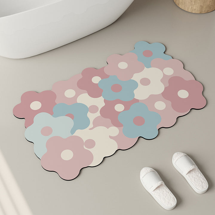 Decorative Floral Pattern Bath Mat Kalsten