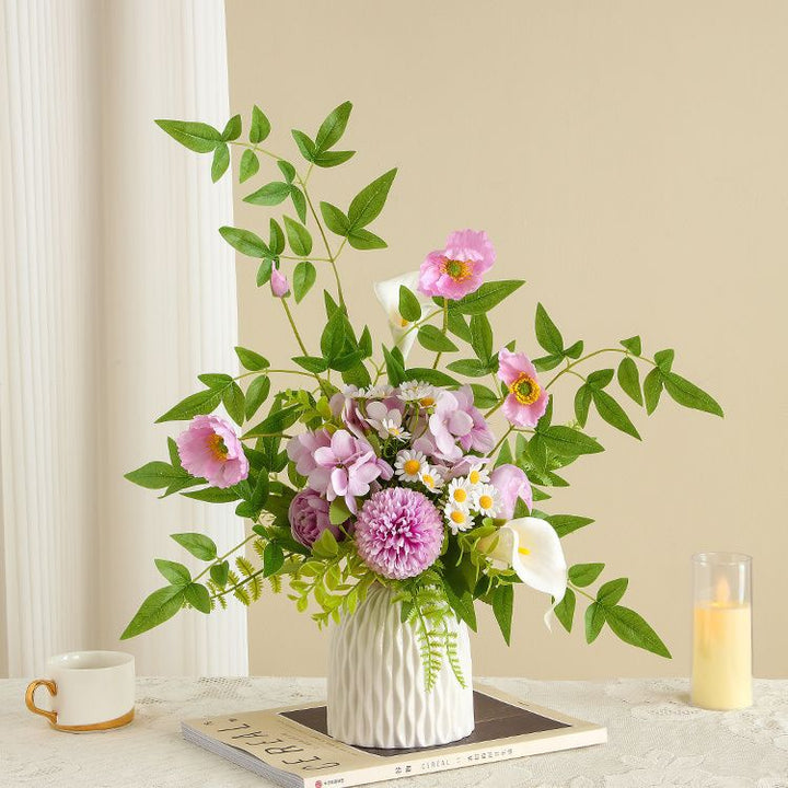 Lifelike Floral Arrangement with Decorative Vase