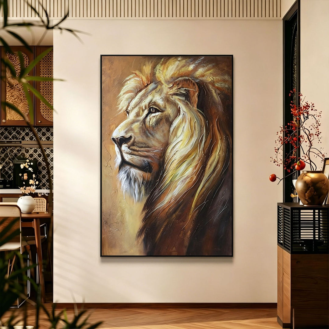 Majestic Lion Profile Canvas Art for Home