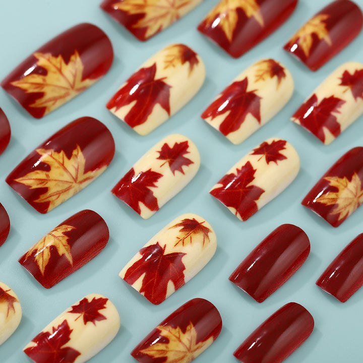 Artificial Nail Set with autumn leaves and various designs Kalsten