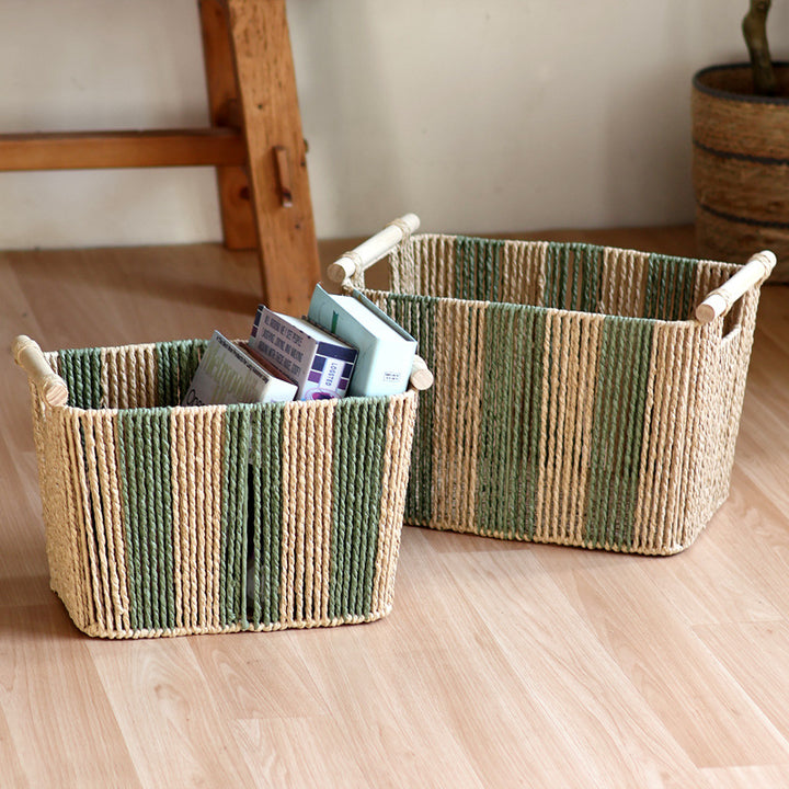 Handcrafted storage basket with natural fiber Kalsten