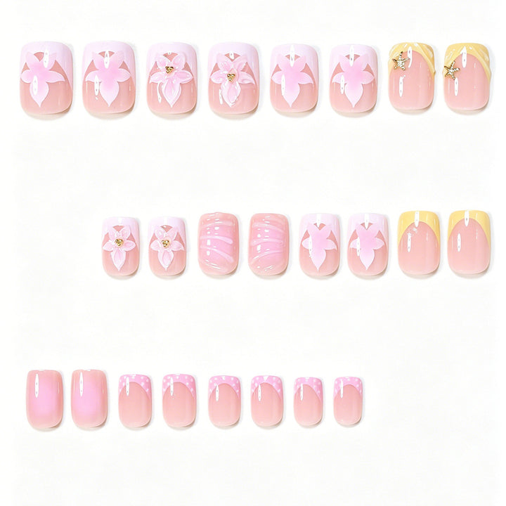 Decorative Press-On Nail Art Tips with Floral Accents Kalsten
