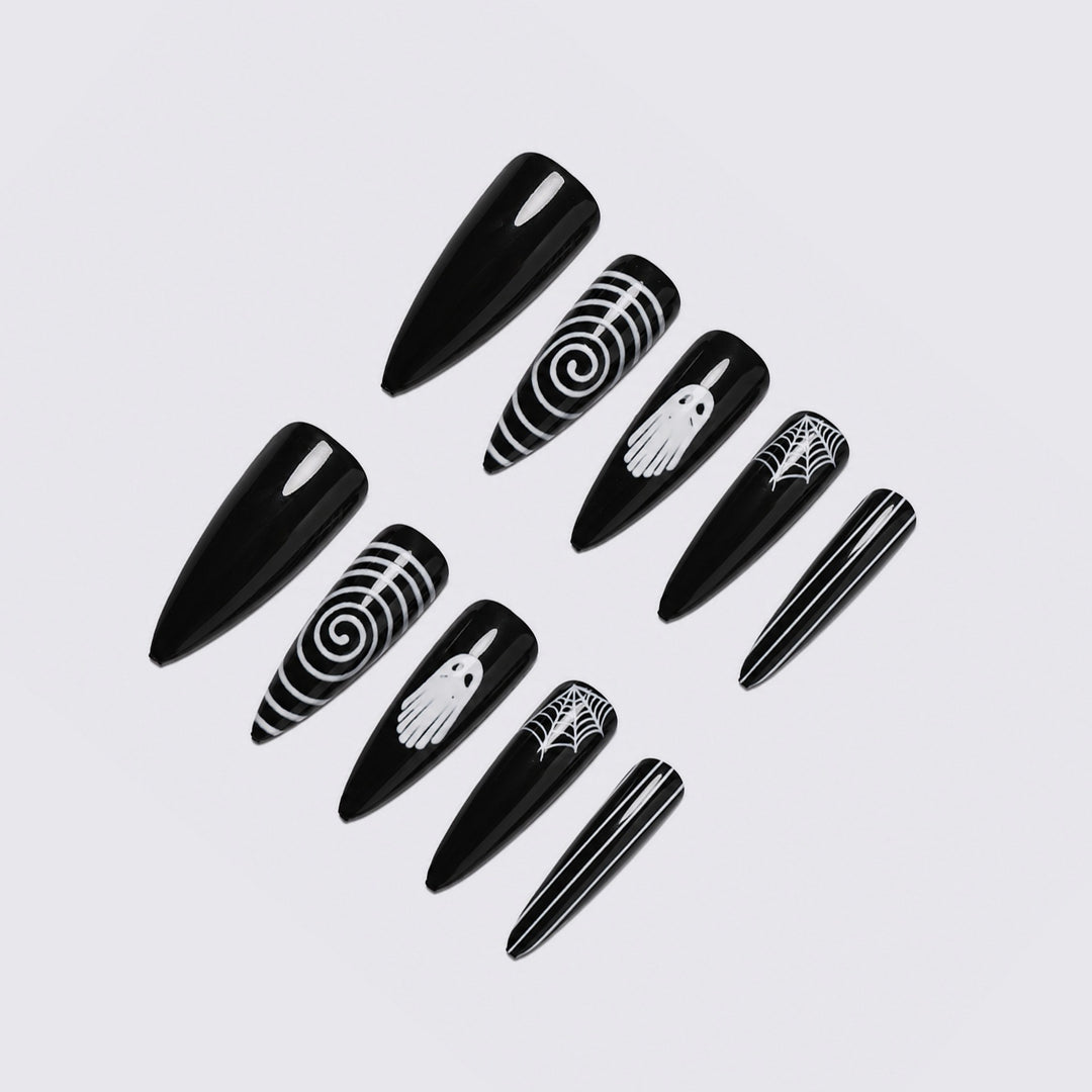Acrylic nail set with stylish Halloween designs Kalsten