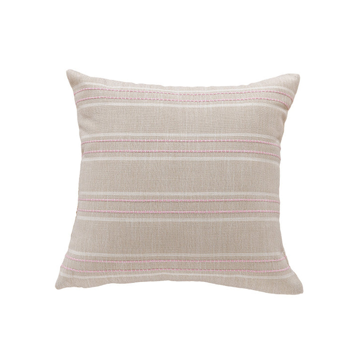 Decorative Linen-Blend Square Throw Pillow Cover with Textured Stripes