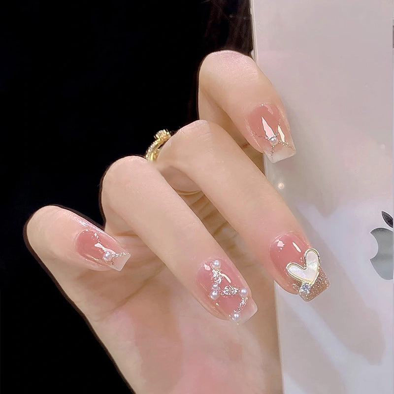 Artificial nail set with elegant pearl and glitter accents Kalsten