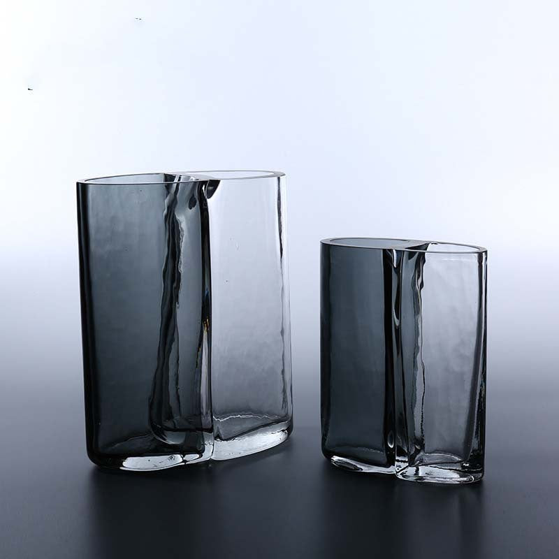 Handblown Sculptural Double-Chamber Contemporary Glass Vase Kalsten