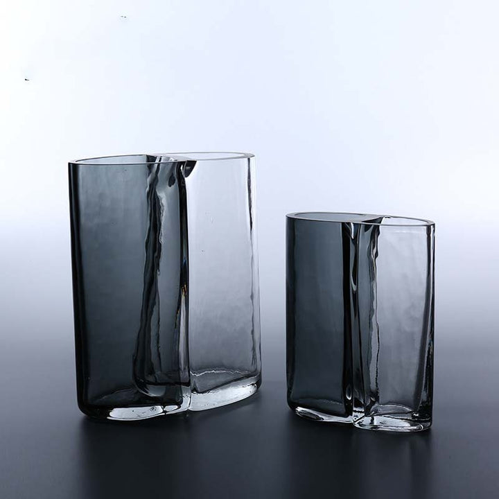 Handblown Sculptural Double-Chamber Contemporary Glass Vase Kalsten