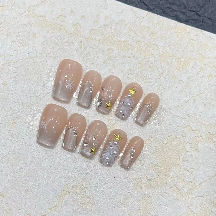 Elegant Press-On Nail Art Kit with Decorative Gem Accents Kalsten