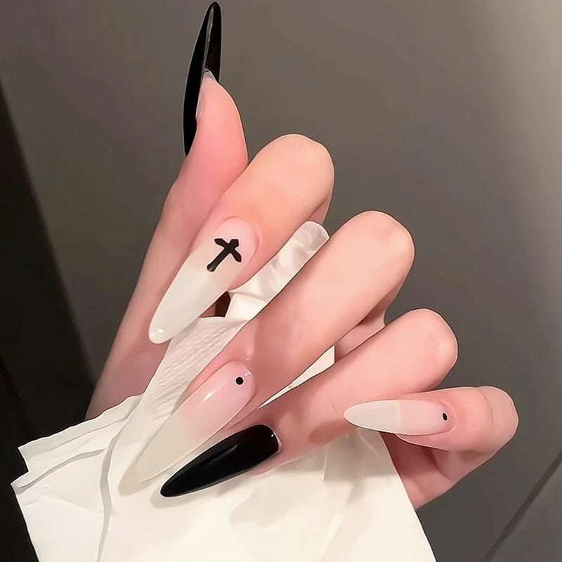 Glamorous Press-On Nail Set with Rhinestone and Glossy Finish Kalsten