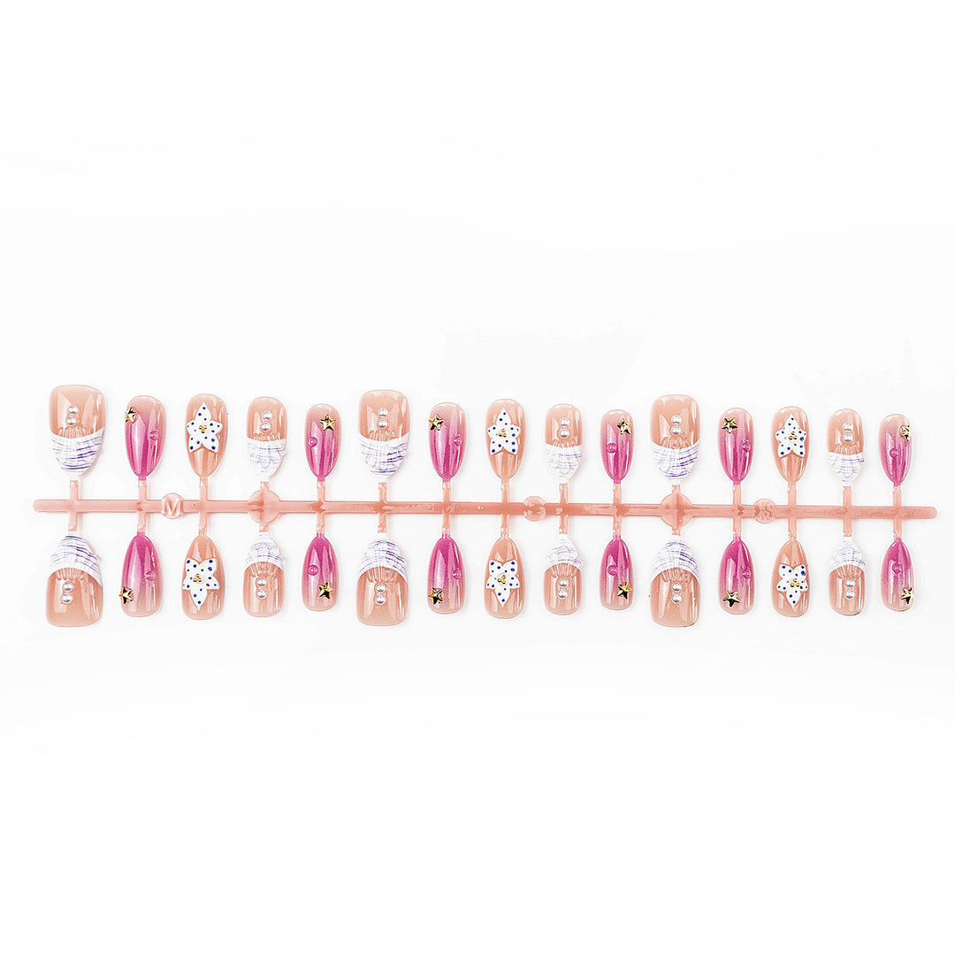 Artistic Press-On Nail Set with Star and Shell Accents Kalsten