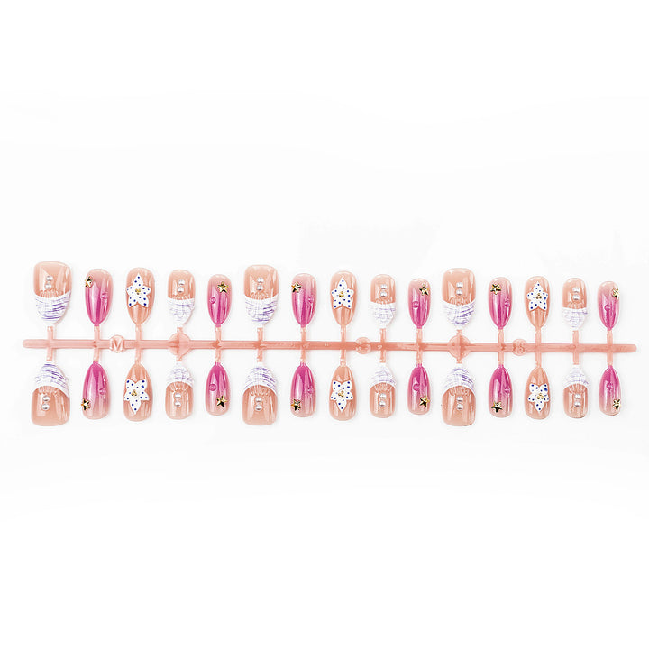 Artistic Press-On Nail Set with Star and Shell Accents Kalsten