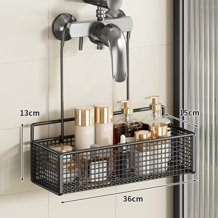 Overhead Faucet Hanging Mesh Shower Caddy with Hook Rack