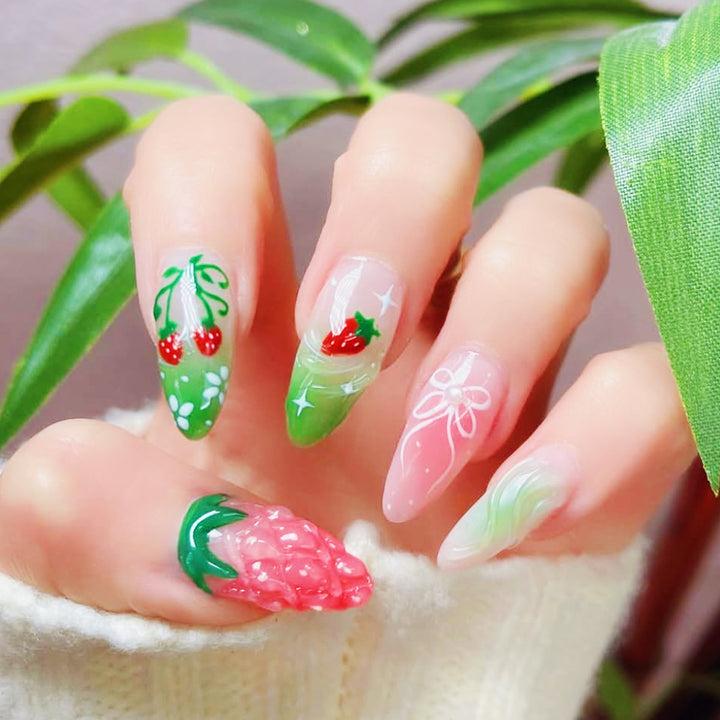 Creative Strawberry-Inspired Nail Art Set Kalsten