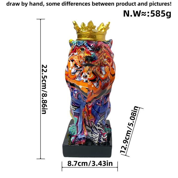 Colorful Lion Sculpture with Crown Kalsten