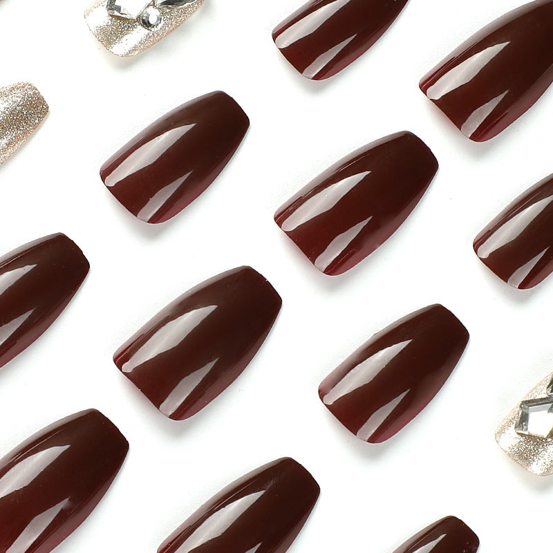 Artfully designed Gel nails with rhinestone decorations Kalsten