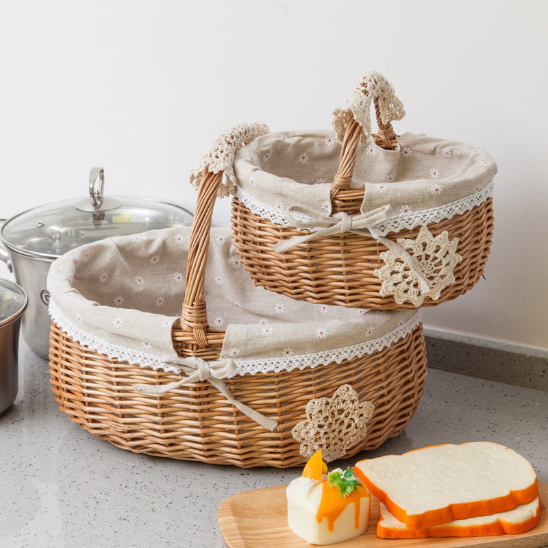 Women's storage basket set with decorative inner lining and practical carrying handles Kalsten