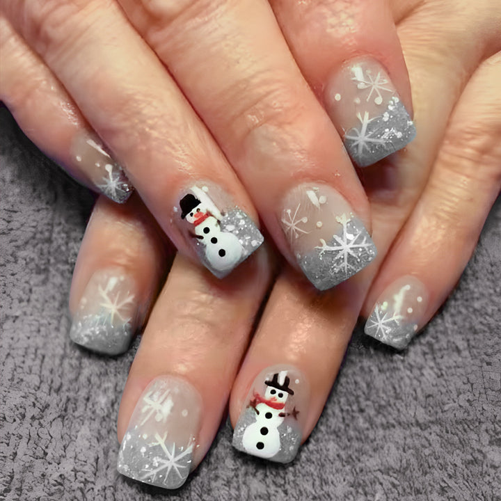 Festive Snowman-Themed Acrylic Nail Art Kalsten