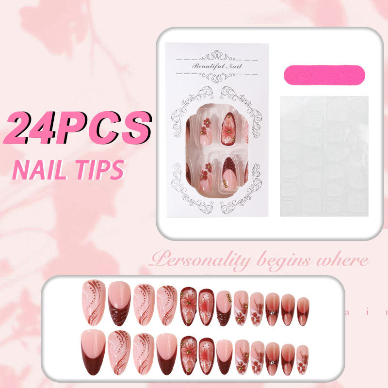 Premium Floral Design Press-On Nail Tips Set Kalsten