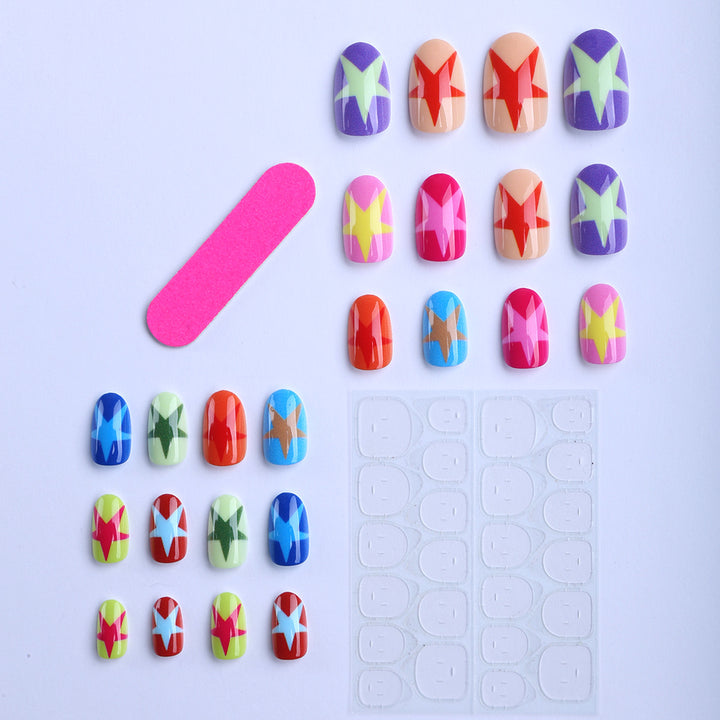 Artificial Nails with Modern Star Design Kalsten