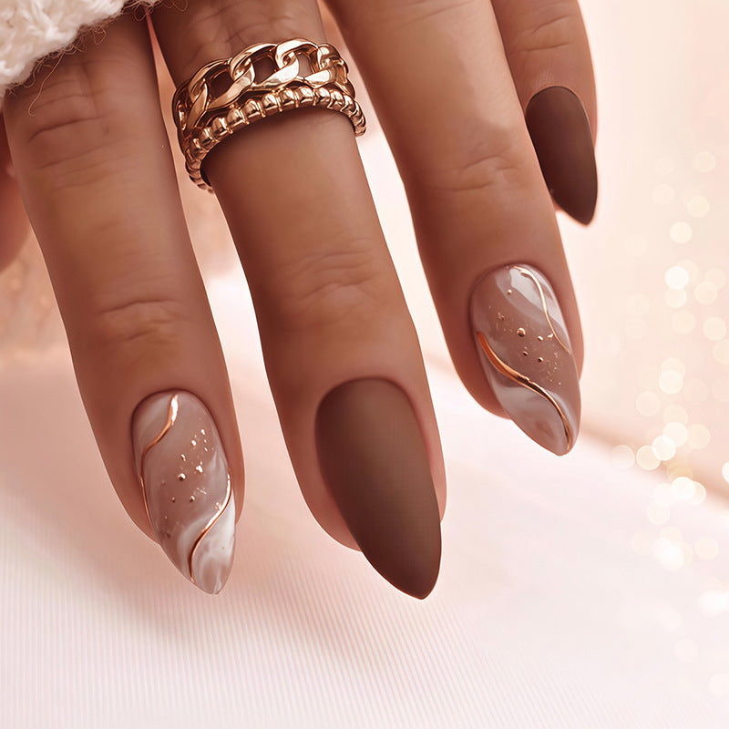 Premium Press-On Nail Art Set with Elegant Matte and Glossy Finish Kalsten
