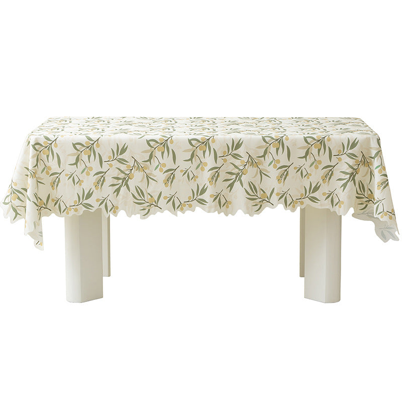 Round wipeable tablecloth with floral cut-out hem Kalsten