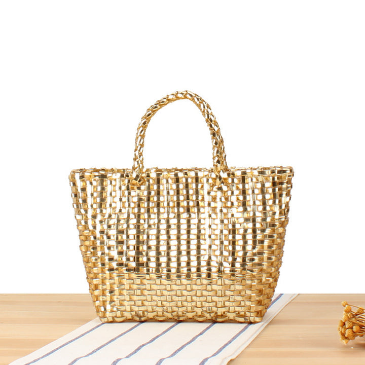 Handbag Made of Woven Natural Material with Elegant Accents Kalsten