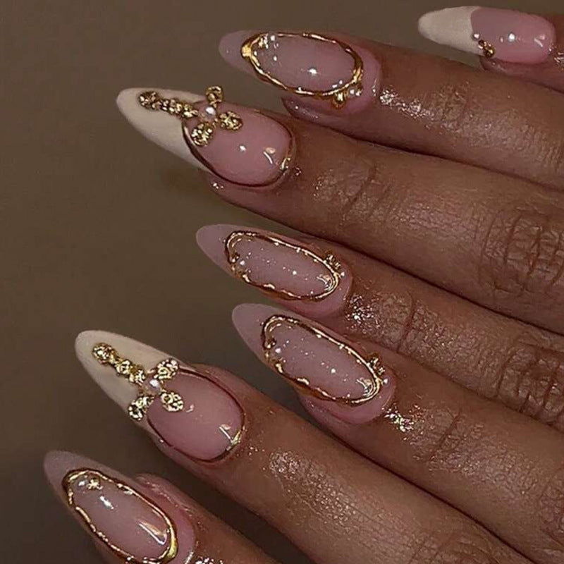 Acrylic Nail Set with Elegant Bows and Glamorous Accent Kalsten