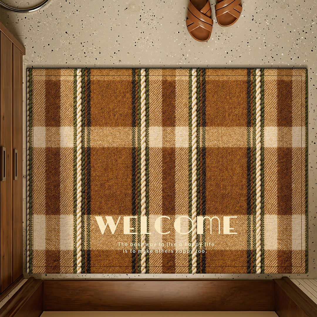 Plaid Patterned Welcome Mat