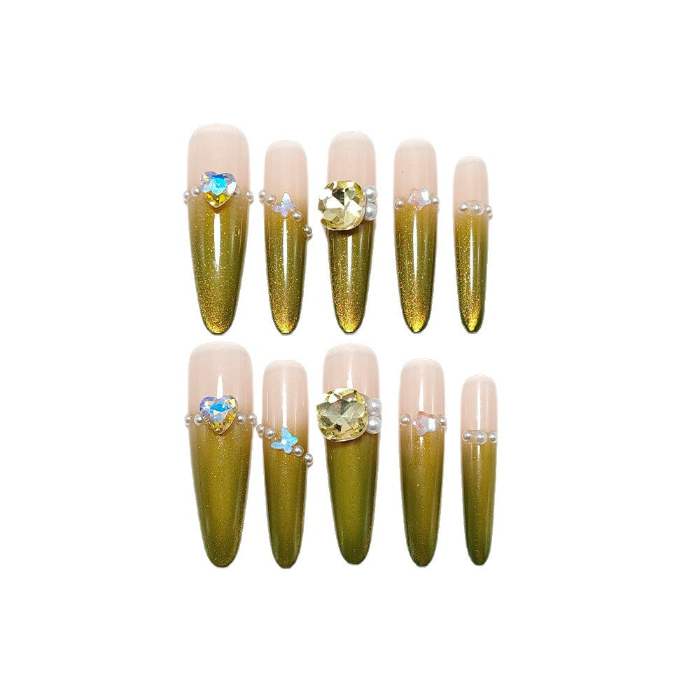 Artificial nails with Elegant Ombre Effect and Glitter Accents Kalsten