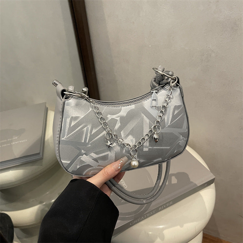 Chic Chain-Accent Handheld Bag