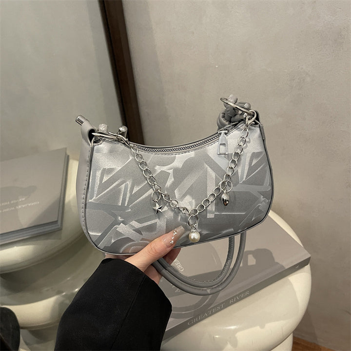 Chic Chain-Accent Handheld Bag