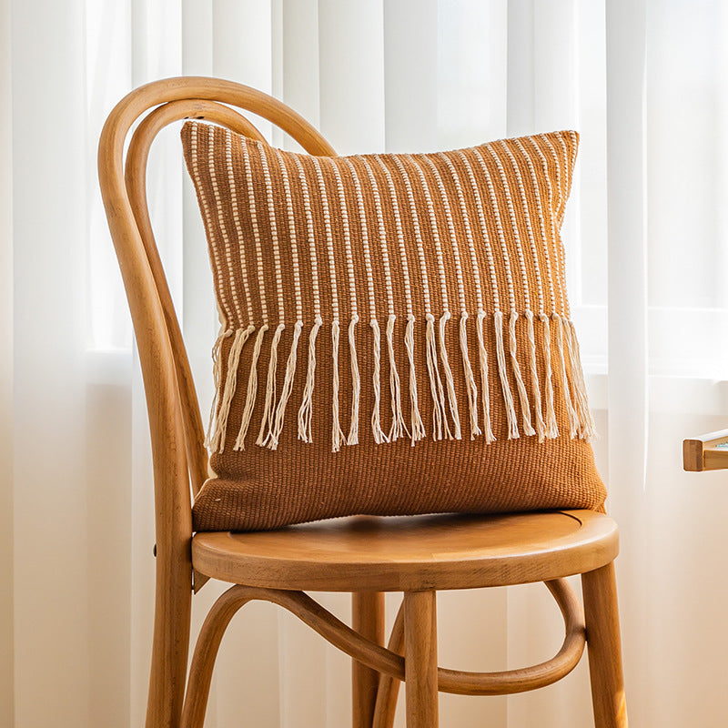Textured Fringe Accent Pillow