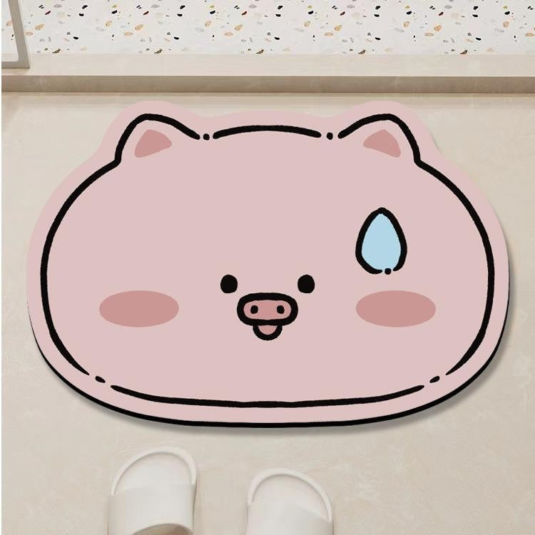 Cute Cartoon Pig-Shaped Bathroom Mat