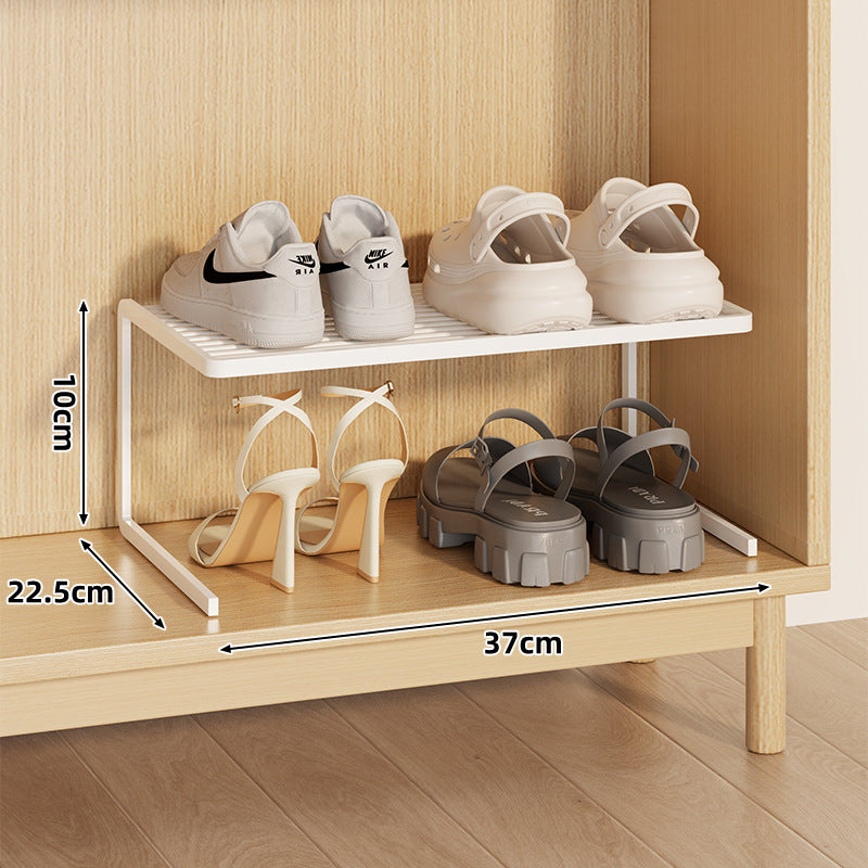 Compact Double-Layer Adjustable Shoe Shelf Riser for Cabinet and Closet