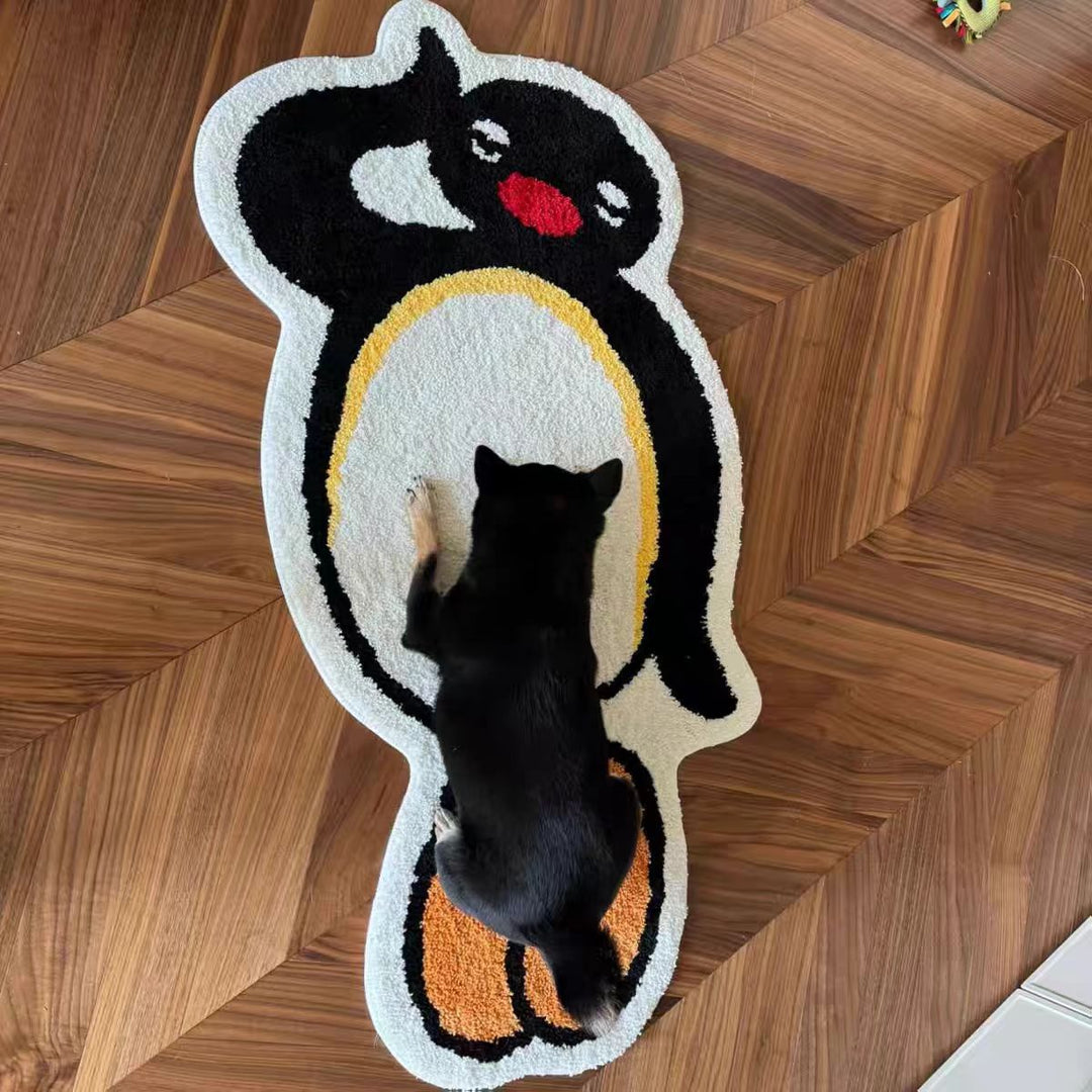 Playful Penguin-Shaped Plush Area Rug Kalsten