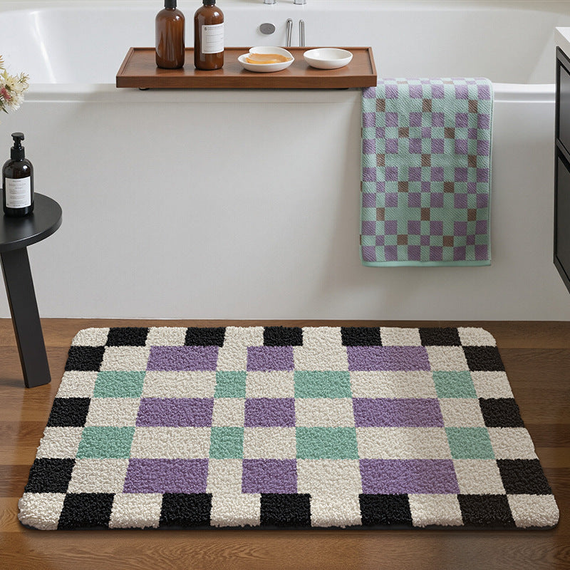 Soft Plush Checkered Bath Mat Kalsten