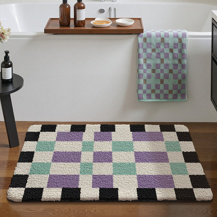 Soft Plush Checkered Bath Mat Kalsten
