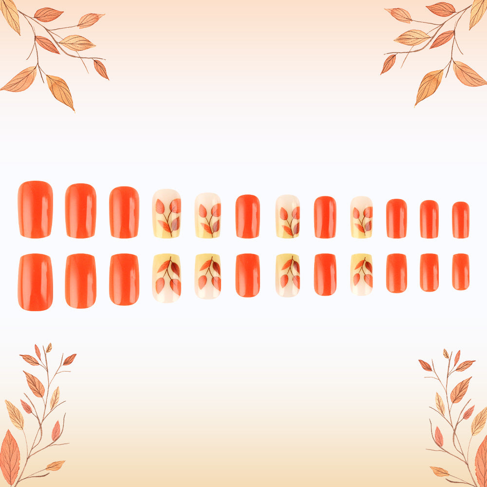 Autumn-Themed Press-On Nail Art Set Kalsten