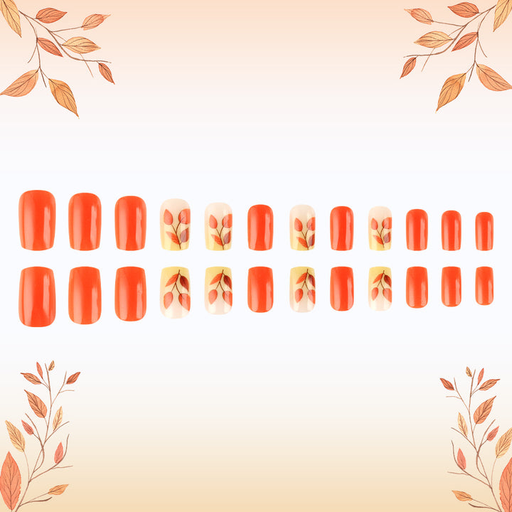 Autumn-Themed Press-On Nail Art Set Kalsten