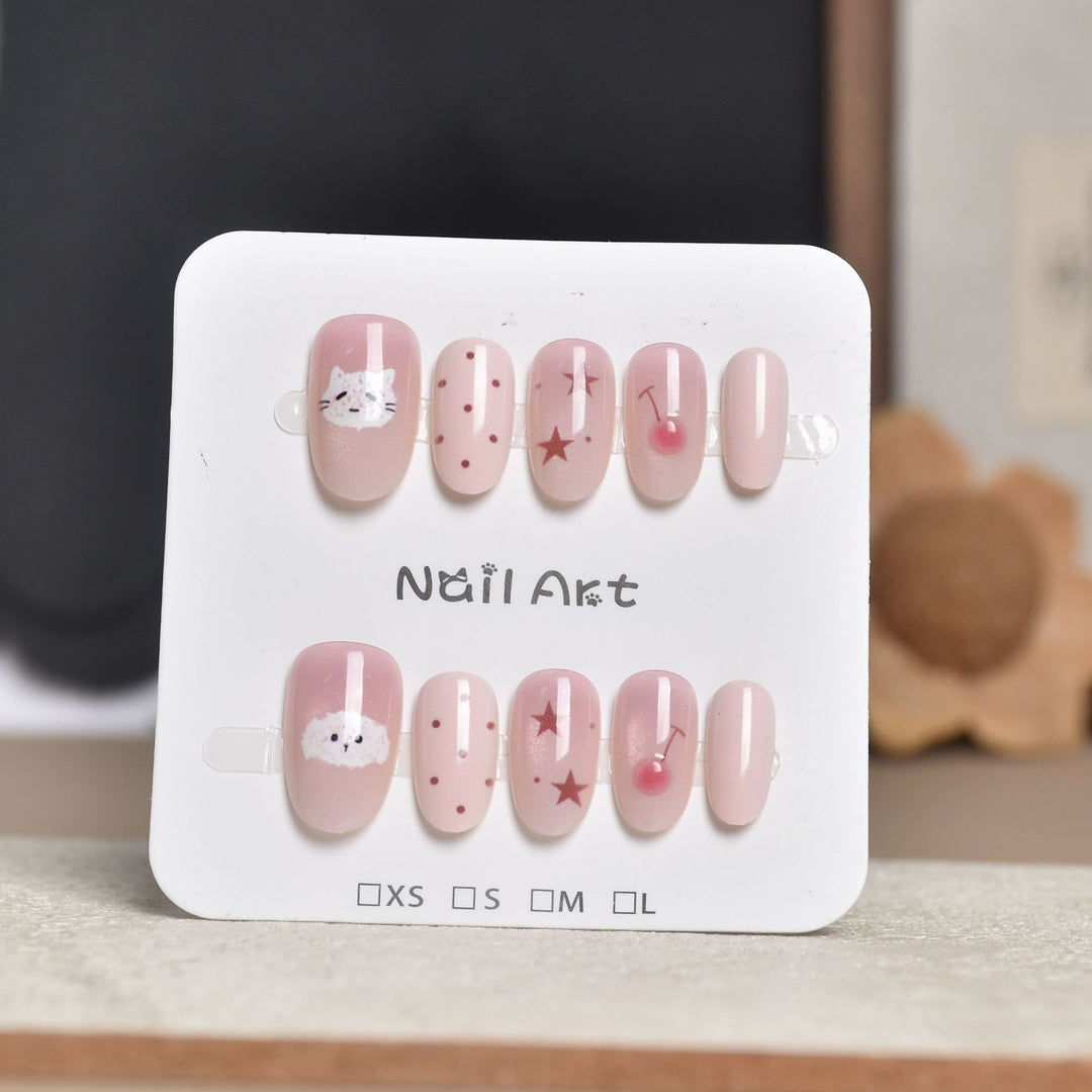 Artistic Star-Embellished Press-On Nail Set Kalsten