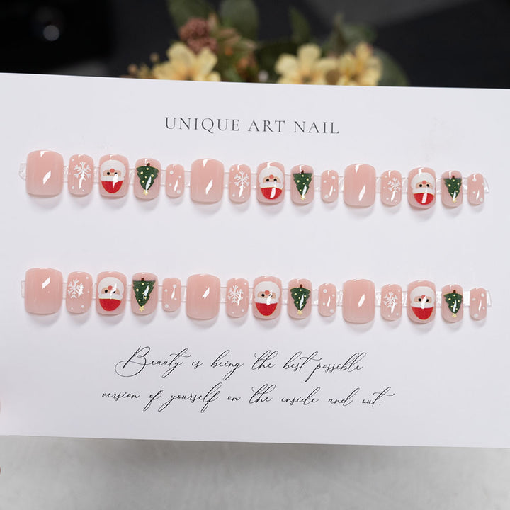 Festive Holiday-Themed Press-On Nail Art