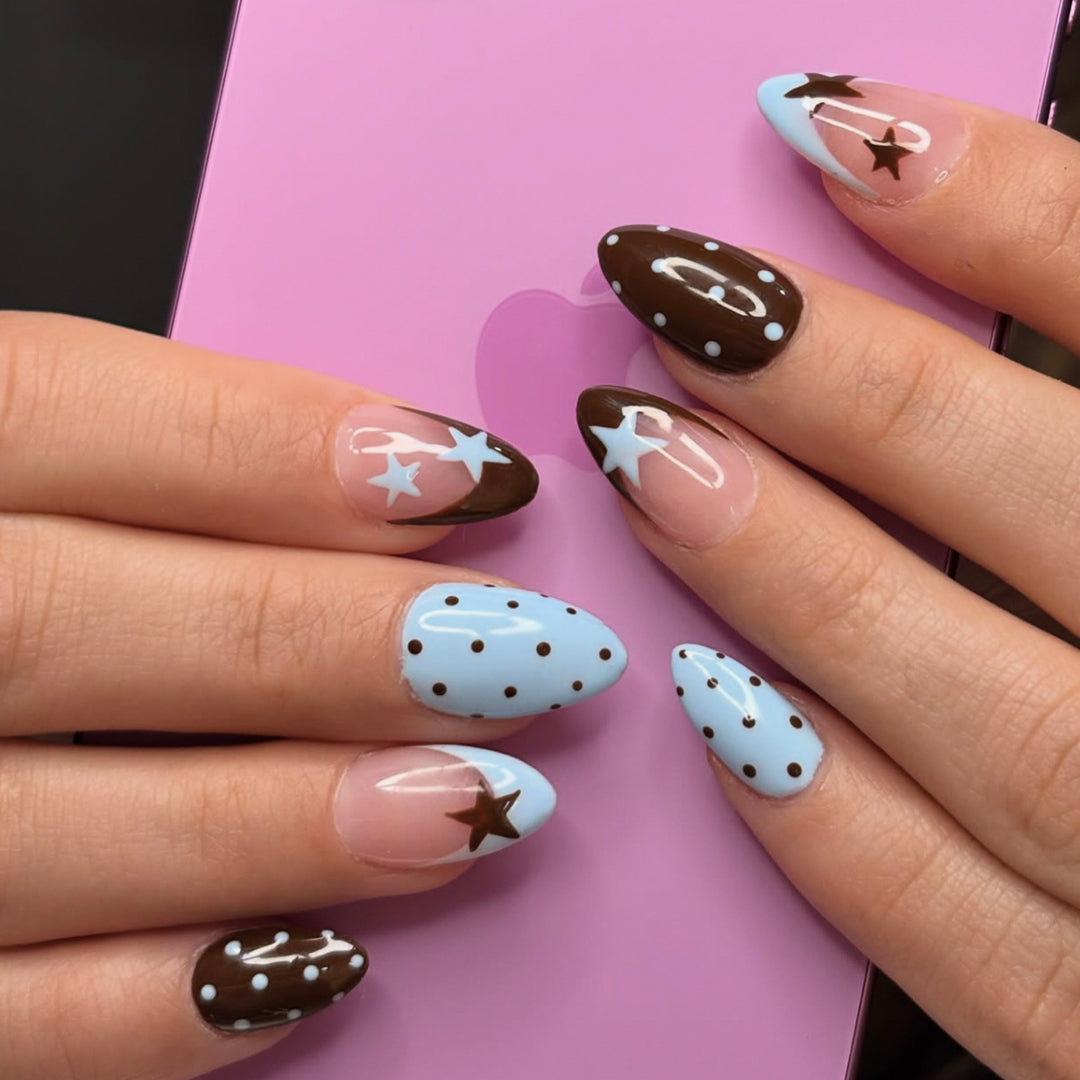 Artful Nail Extensions with Modern Star Design Kalsten