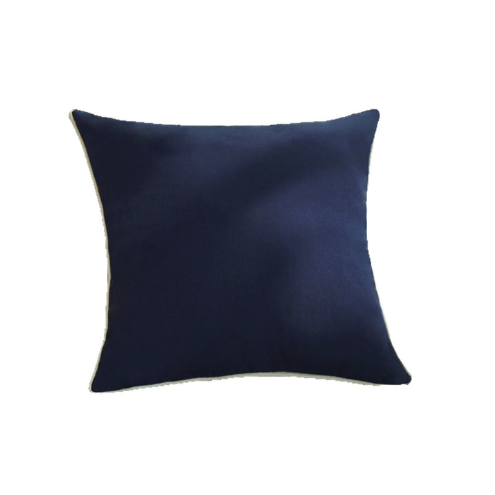 Square cushion cover with contrasting piping and microvelours surface Kalsten