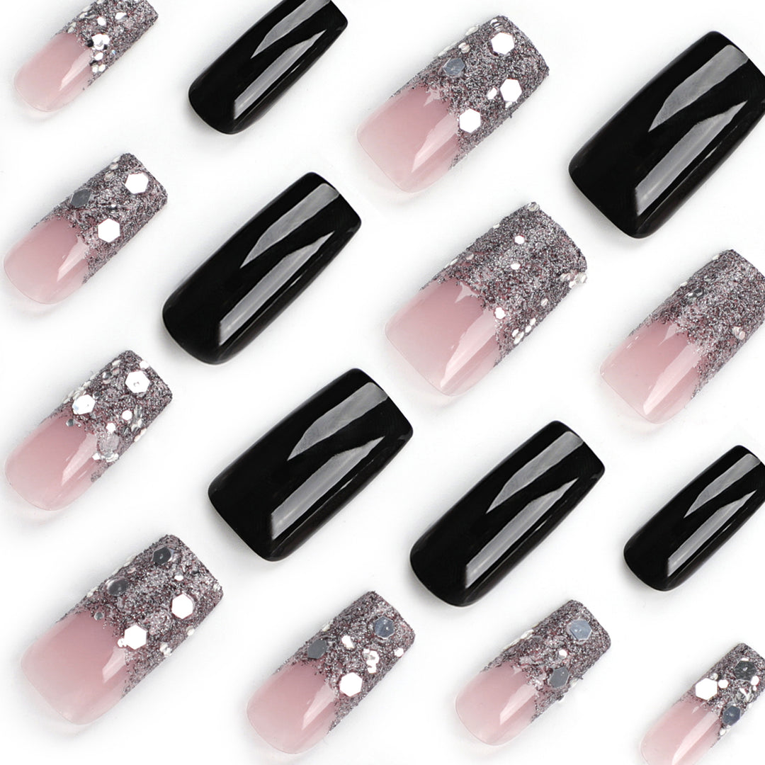 Artistic Acrylic Nails with Glitter Accents Kalsten