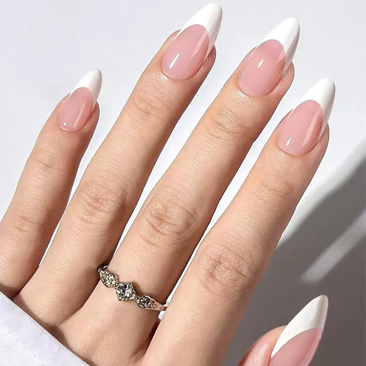 Artificial nail set with elegant French design and gloss effect Kalsten